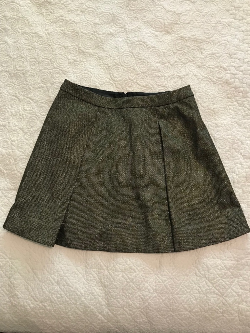 Kate Spade Saturday antique glittery gold / bronze pleated miniskirt (8)